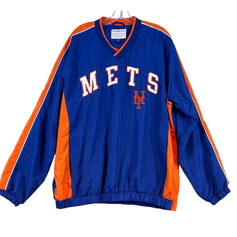 MLB Genuine Merchandise New York Mets V-Neck Windbreaker Pullover Blue‎ XL Mens